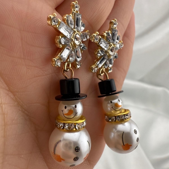 Gift Gold and Silver Snowman Earrings - Picture 3 of 5
